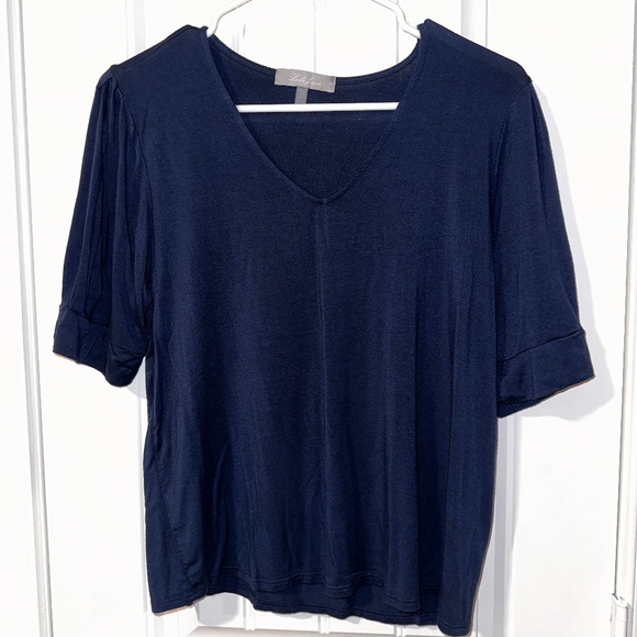 Navy Laila Jayde XLP Puff Sleeve Top - Picture 2 of 10
